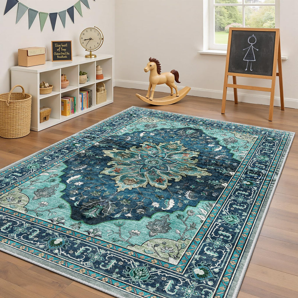 Washable Area Rug (Teal / 4' x 6' (Rectangular))