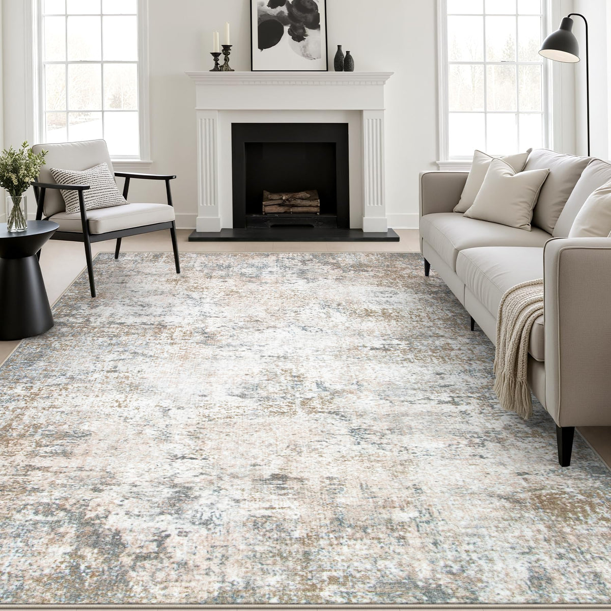 6x9 Area Rug Living Room (Brown Grey / 6' x 9' (Rectangular))