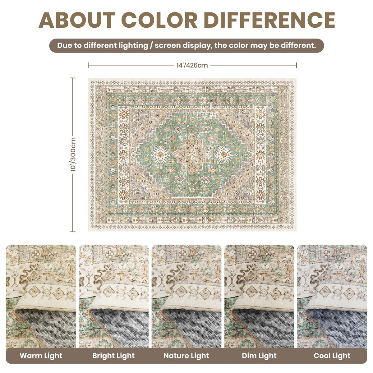 10x14 Area Rugs for Living Room (Green/Brown / 10' x 14' (Rectangular))