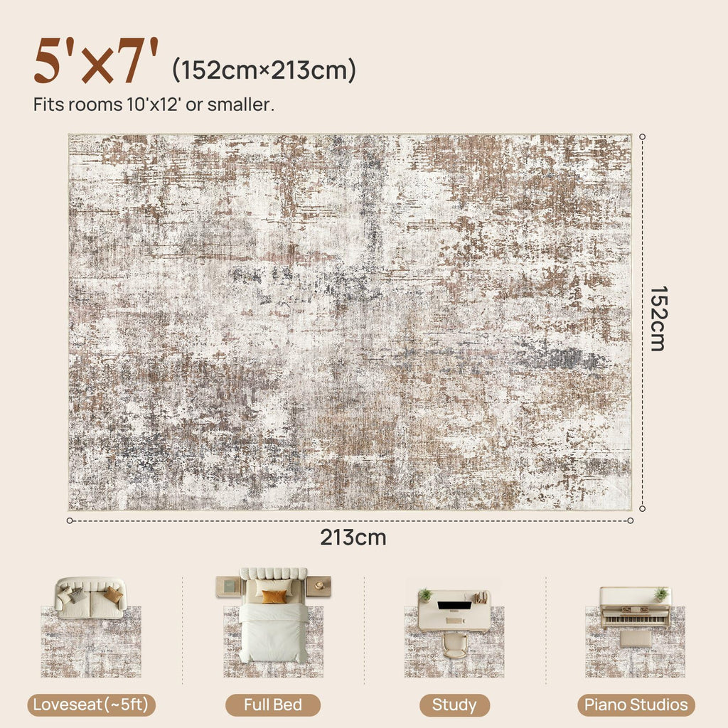 5x8 Area Rug Living Room Rugs (Brown/Grey/Red / 5' x 8' (Rectangular))
