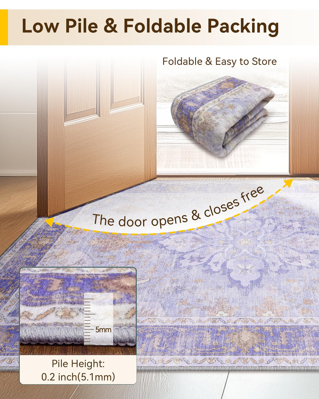 Washable Area Rug (Purple / 8' x 10' (Rectangular))