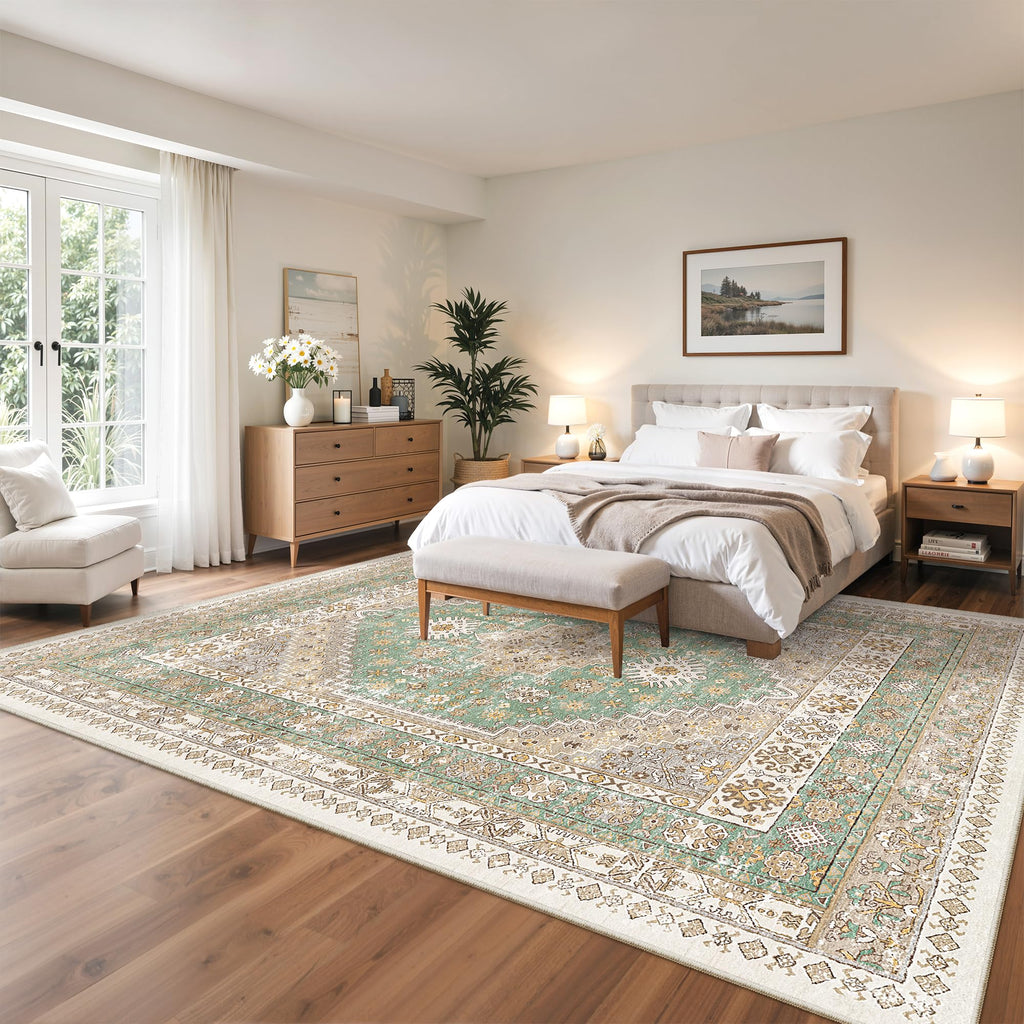 10x14 Area Rugs for Living Room (Green/Brown / 10' x 14' (Rectangular))
