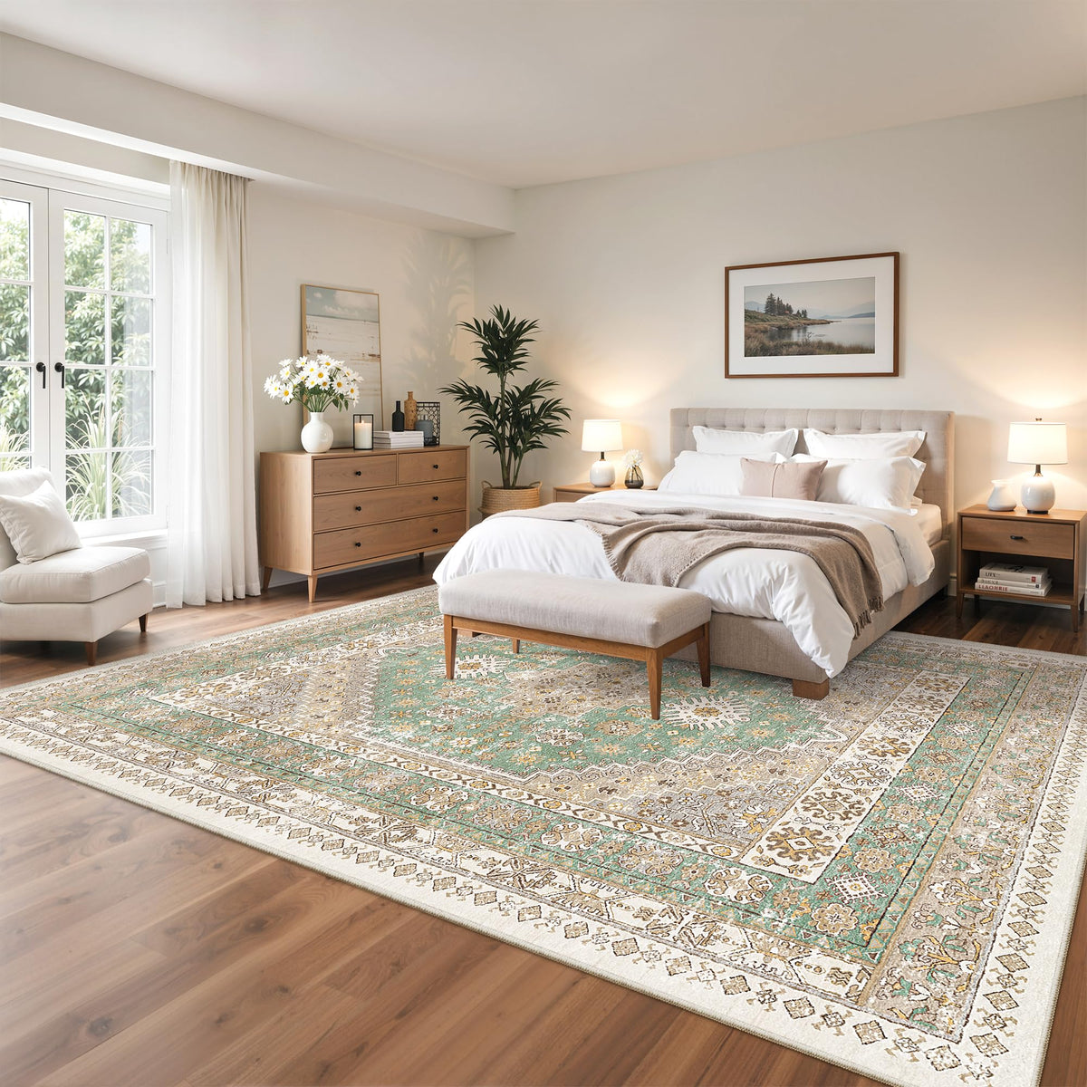 10x14 Area Rugs for Living Room (Green/Brown / 10' x 14' (Rectangular))
