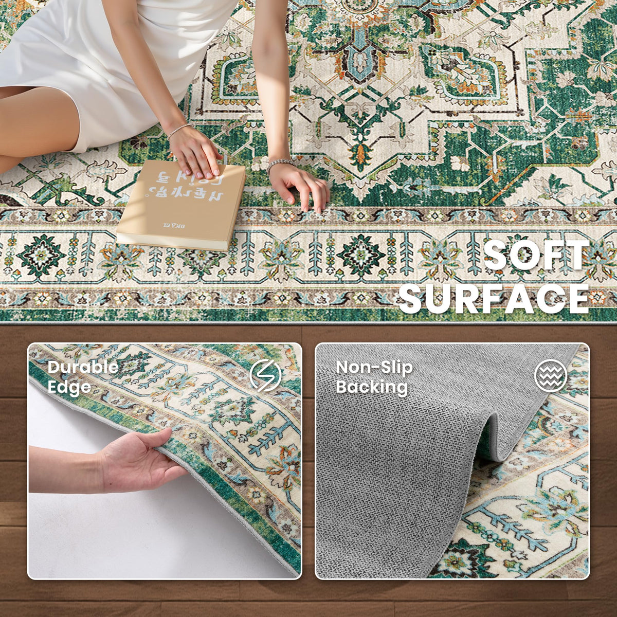 8x10 Area Rugs for Living Room (Green / 8' x 10' (Rectangular))