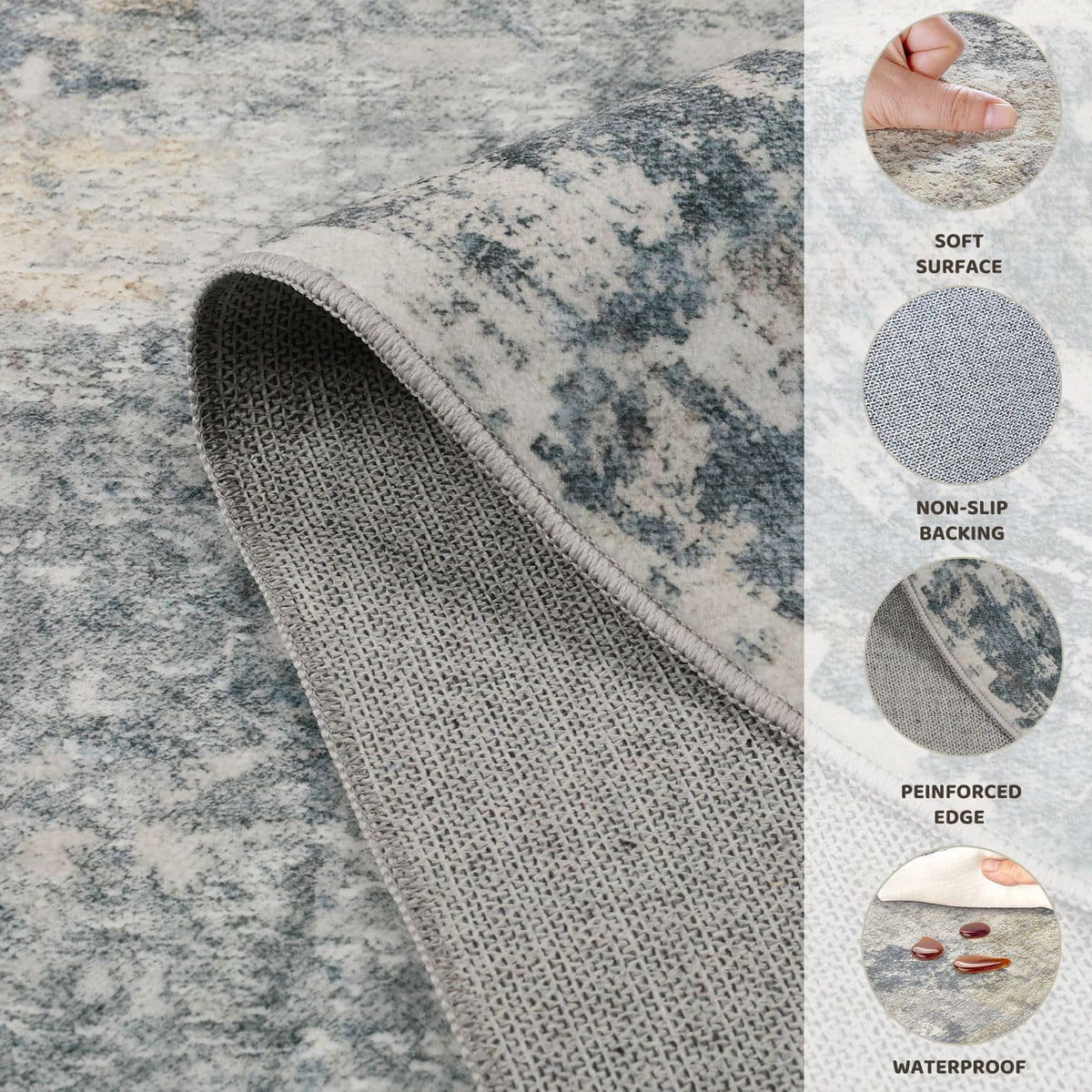 10ft Round Area Rug Living Room Rugs (Blue Grey / 10' (Round))