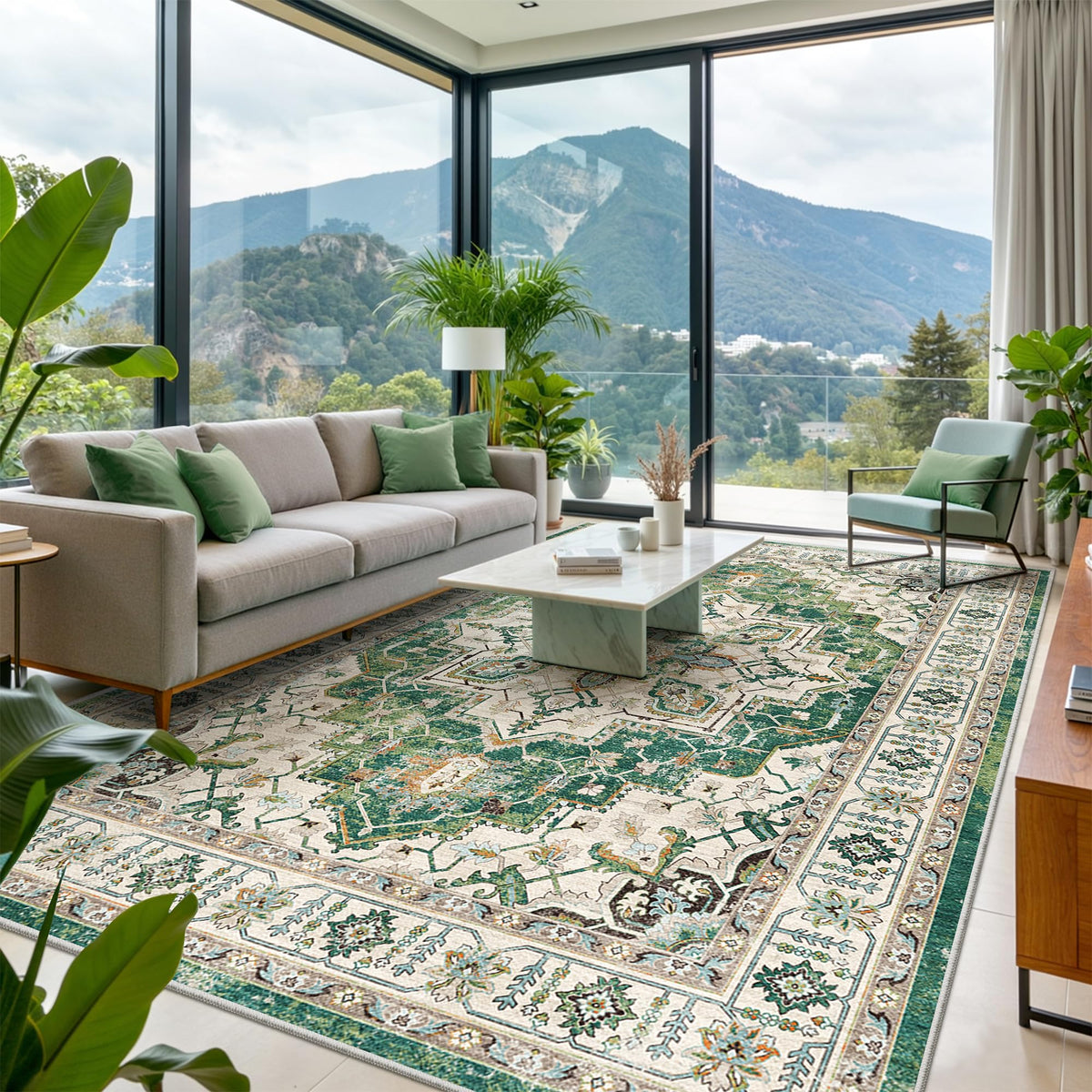 8x10 Area Rugs for Living Room (Green / 8' x 10' (Rectangular))