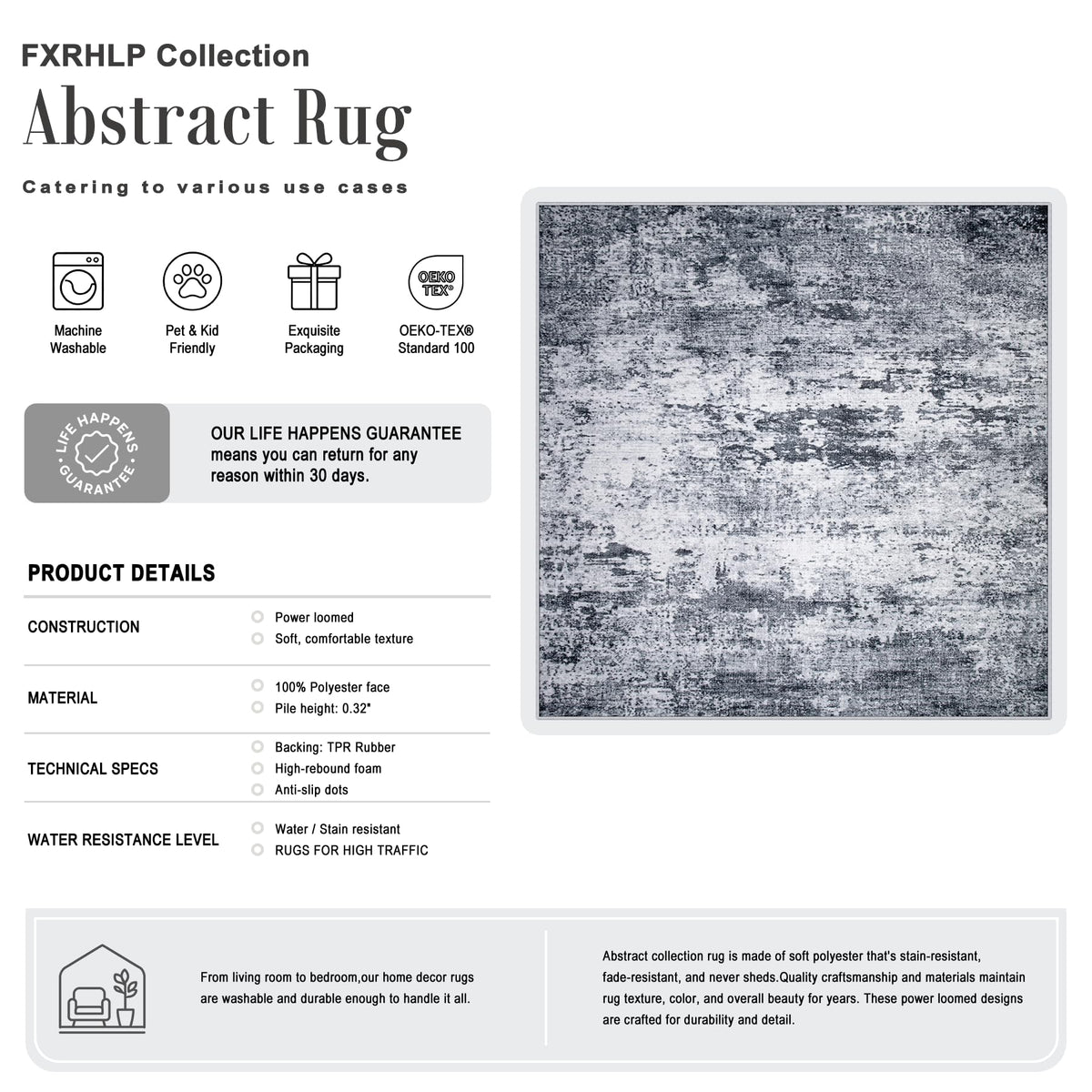 Area Rug Living Room (Grey / 8' x 8' (Square))