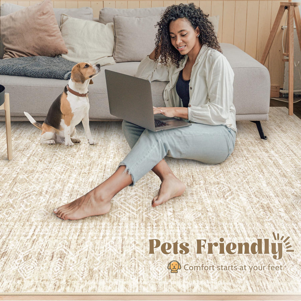 6x9 Area Rugs for Living Room (Beige / 6' x 9' (Rectangular))