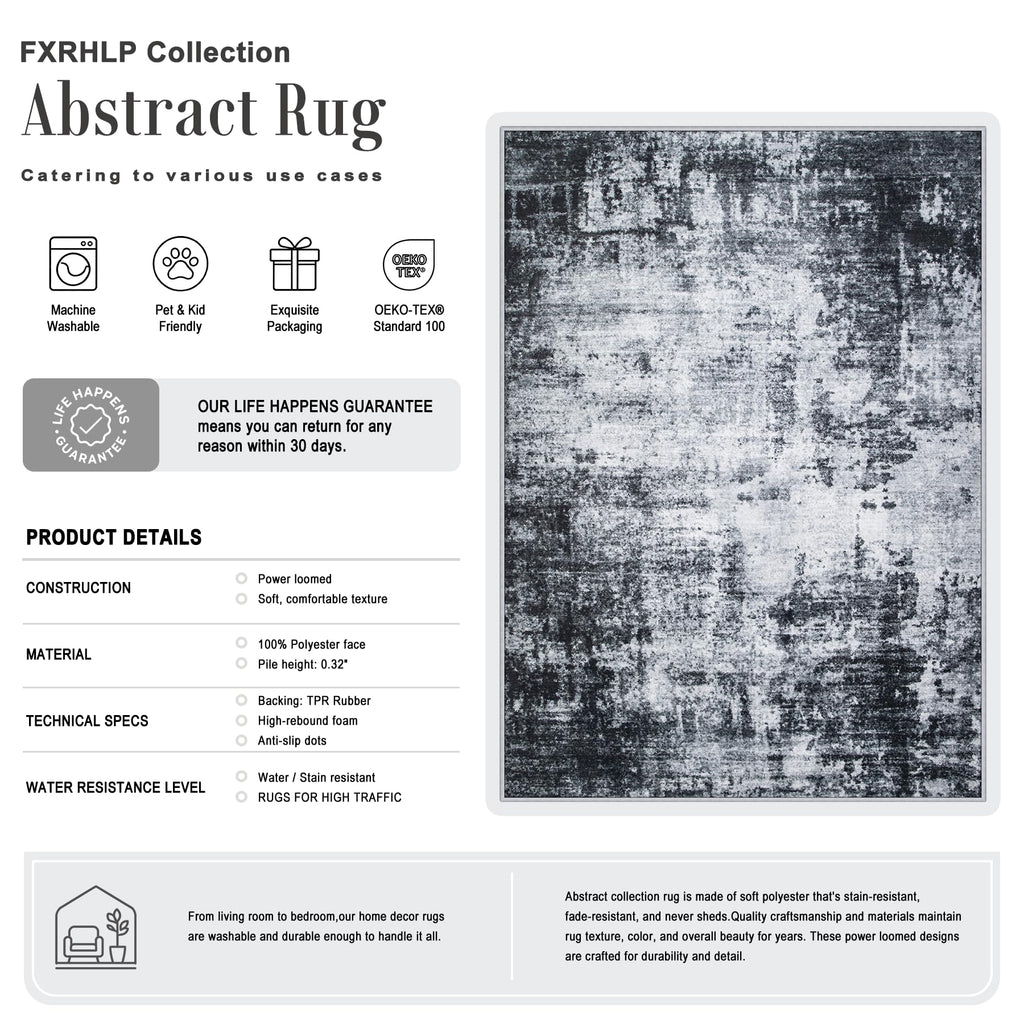 8x10 Area Rug Living Room Rug (Dark Black / 8' x 10' (Rectangular))