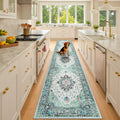 Washable Area Rug (Teal Green/White/Navy / 2' x 10' (Rectangular))