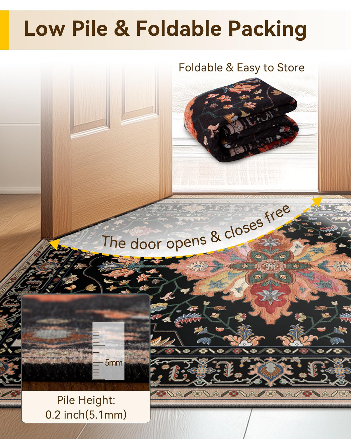 Washable Area Rug (Black/Colorful / 10' x 12' (Rectangular))