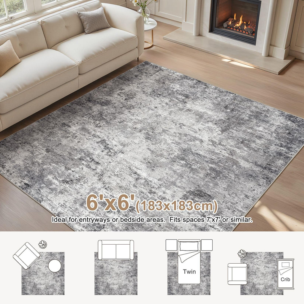 Square Area Rugs (Grey / 6' x 6' (Square))