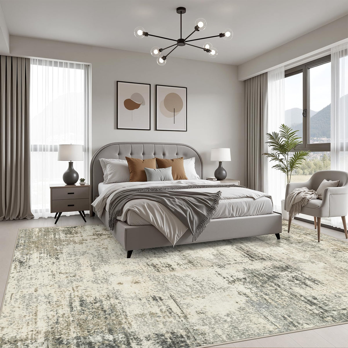 6x9 Area Rug Living Room (Ash Brown / 6' x 9' (Rectangular))