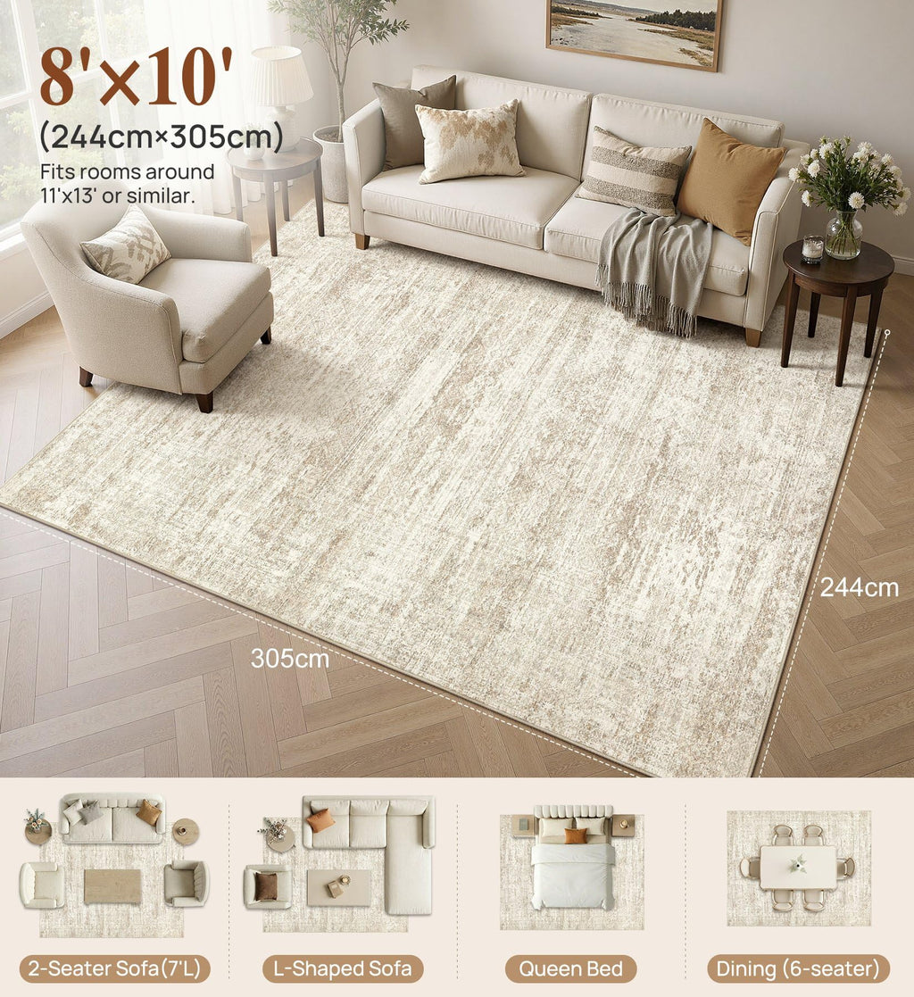 8x10 Area Rug Living Room Rugs (Beige/Brown / 8' x 10' (Rectangular))