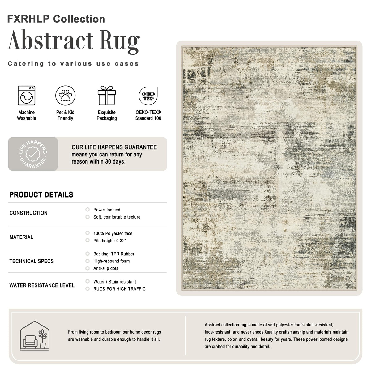 6x9 Area Rug Living Room (Ash Brown / 6' x 9' (Rectangular))