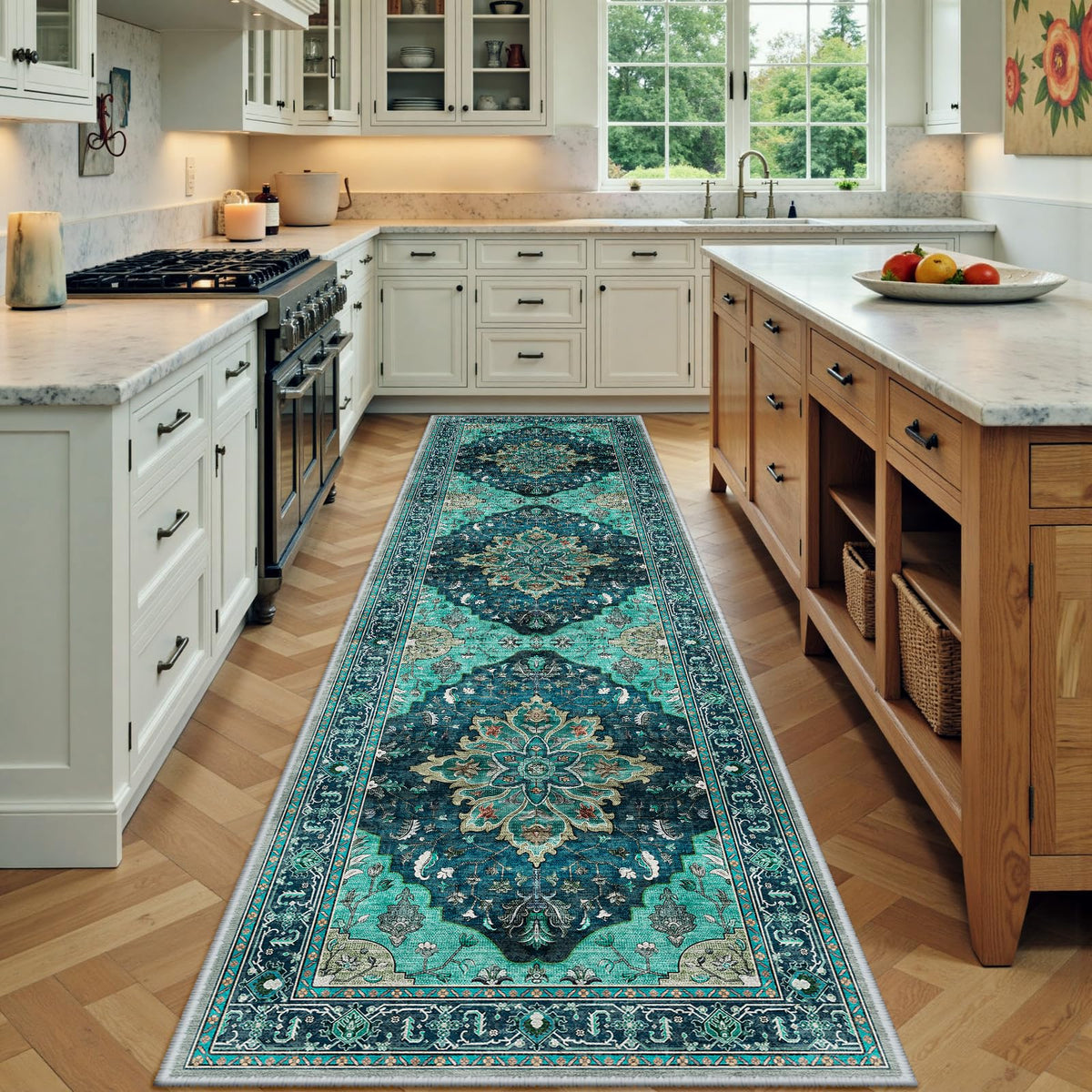 Washable Area Rug (Teal / 2' x 7' (Rectangular))