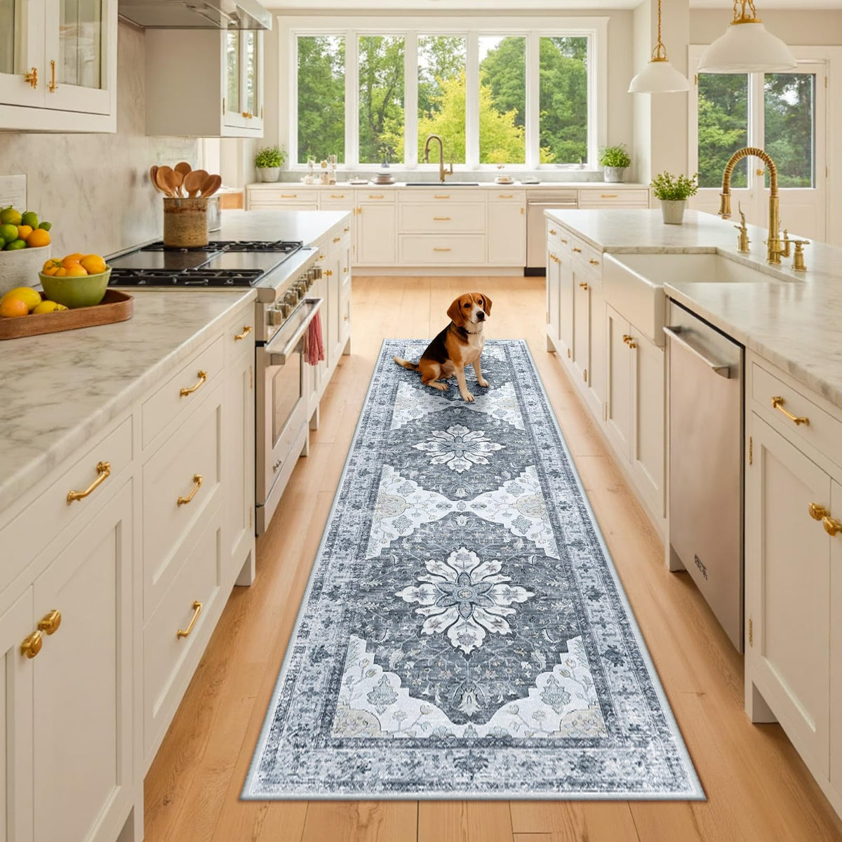 Washable Area Rug (Grey/White/Beige / 2' x 8' (Rectangular))