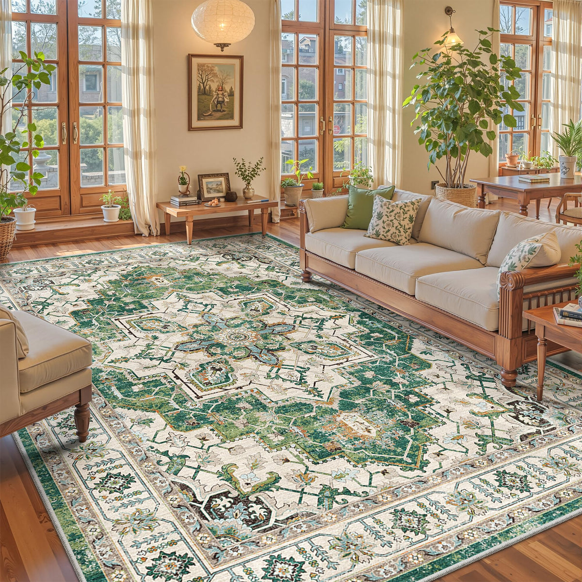 8x10 Area Rugs for Living Room (Green / 8' x 10' (Rectangular))