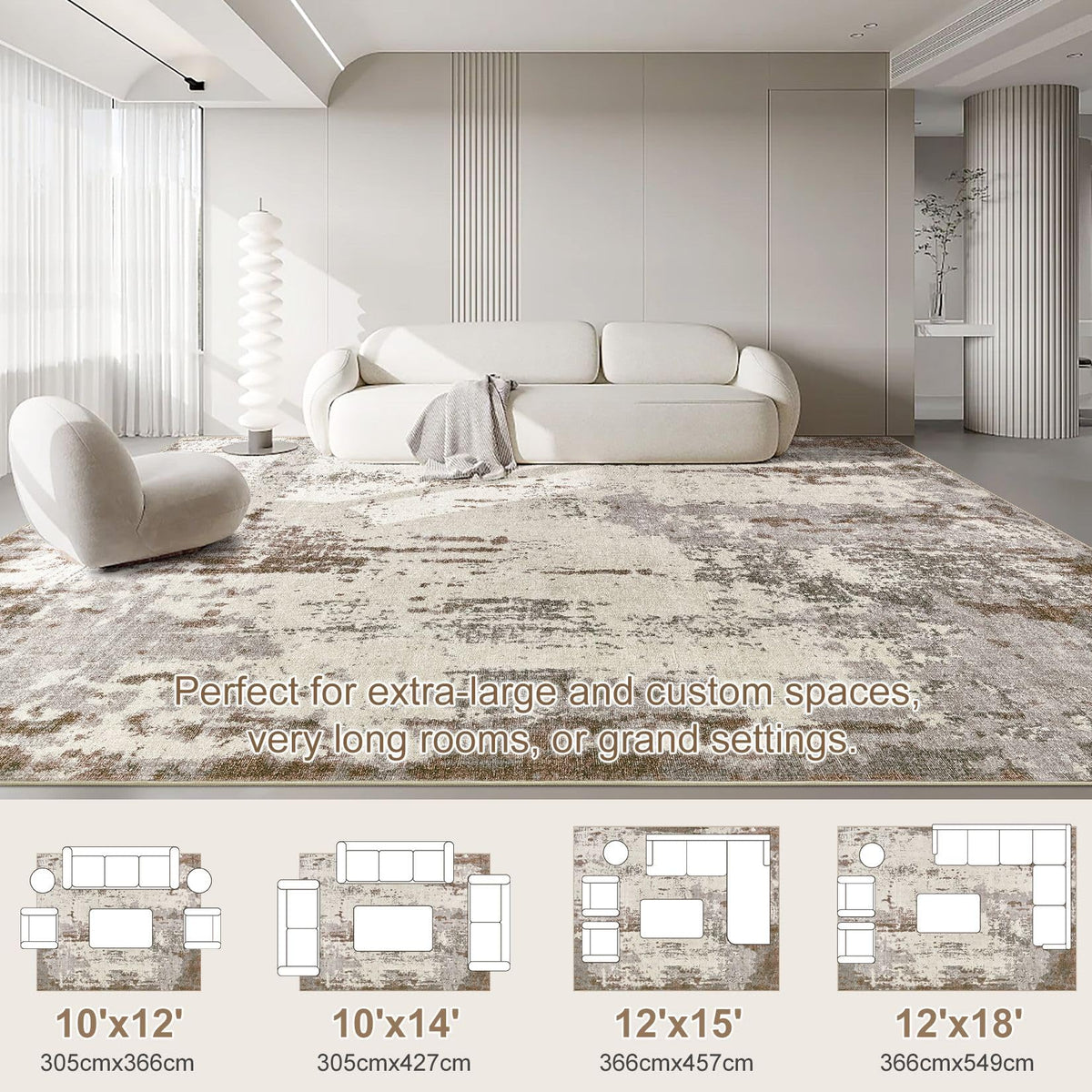 10x14 Washable Area Rug (Brown/Grey/Beige / 10' x 12' (Rectangular))
