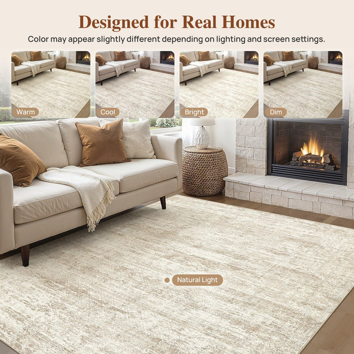 5x7 Washable Area Rug (Beige/Brown / 5' x 7' (Rectangular))