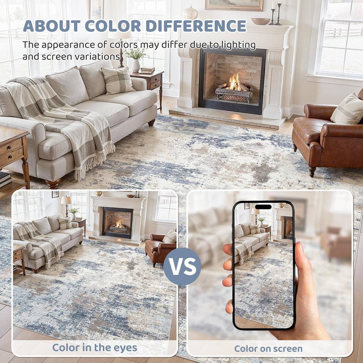 9x12 Area Rug Living Room Rugs (Denim Blue / 9' x 12' (Rectangular))