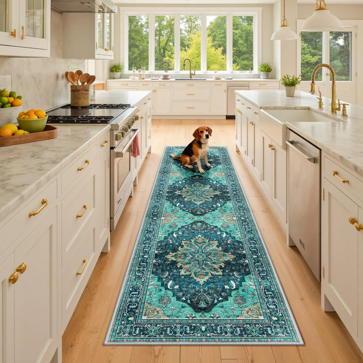 Washable Area Rug (Teal / 2' x 8' (Rectangular))