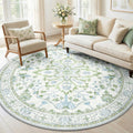 Washable Area Rug (Green/White/Blue / 6' (Round))