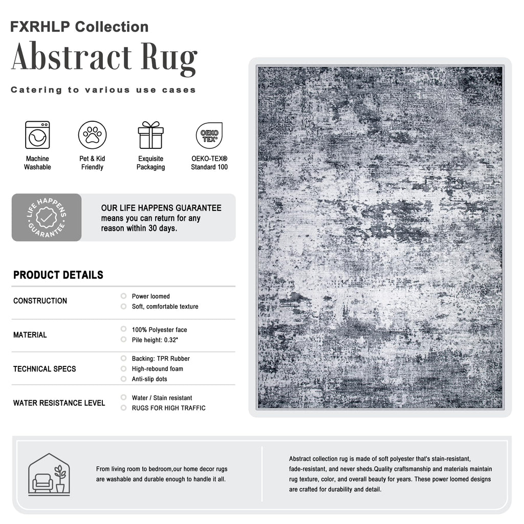 6x9 Area Rug Living Room Rug (Grey / 6' x 9' (Rectangular))