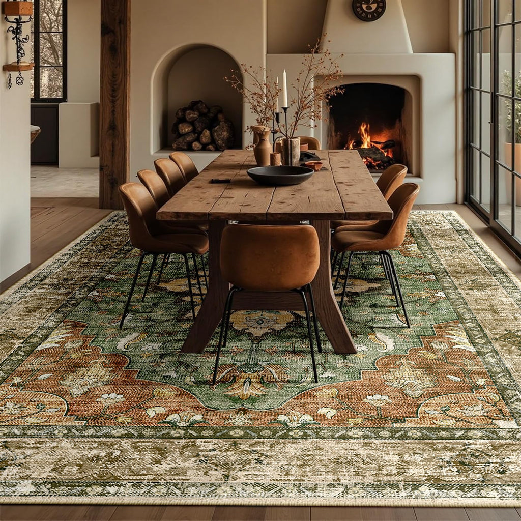 Washable Area Rug (Brick/Brown/Green / 10' x 12' (Rectangular))