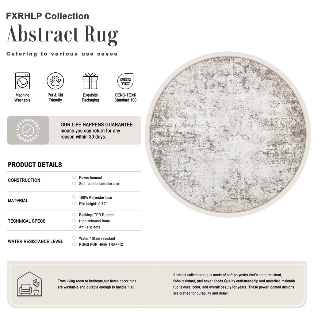 Round Area Rug Living Room (Brown Grey / 6' (Round))