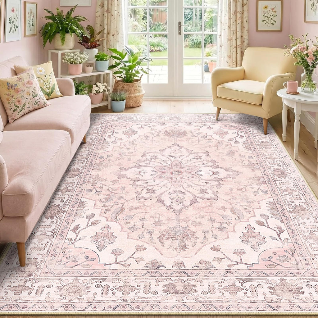 Washable Area Rug (Pink / 6' x 9' (Rectangular))