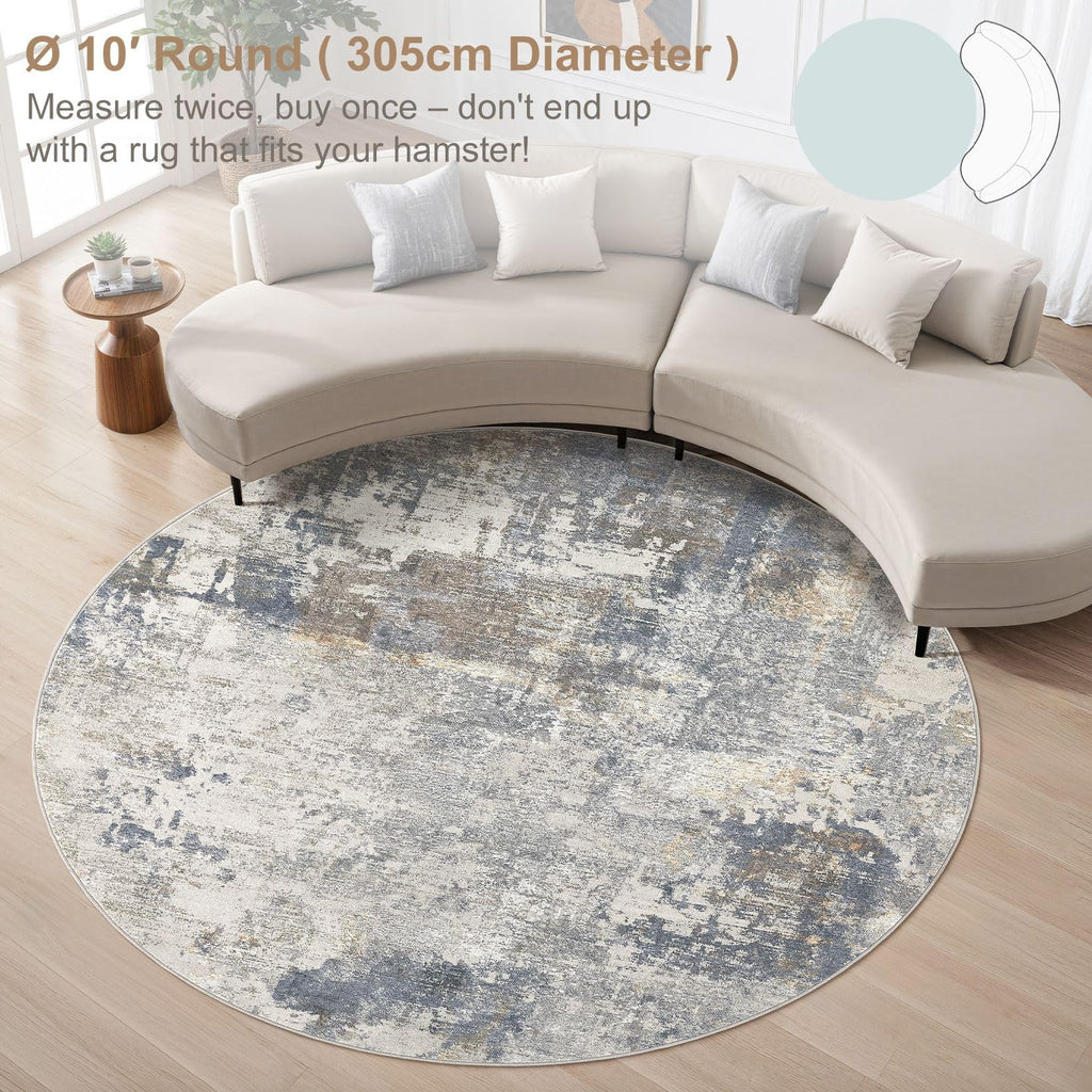 10ft Round Area Rug Living Room Rugs (Blue Grey / 10' (Round))