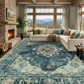 Washable Area Rug (Blue/Vintage Dark Blue / 9' x 12' (Rectangular))