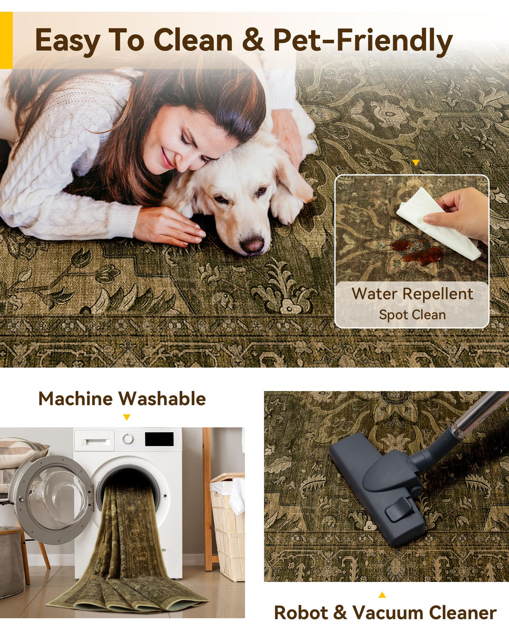 Washable Area Rug (Brown/Dark Brown / 2' x 6' (Rectangular))