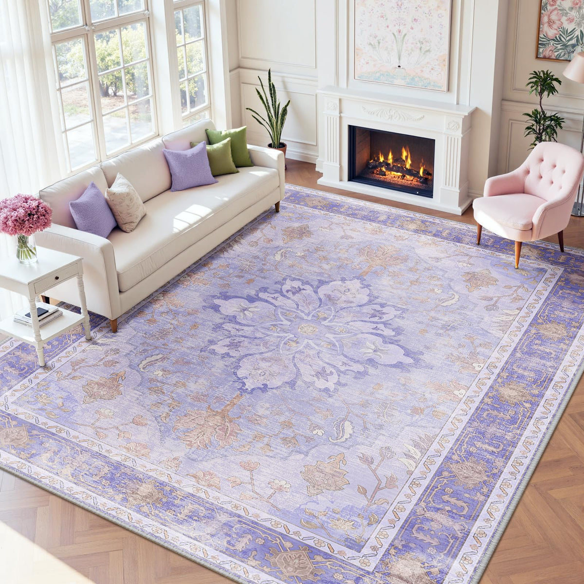 Washable Area Rug (Purple / 9' x 12' (Rectangular))