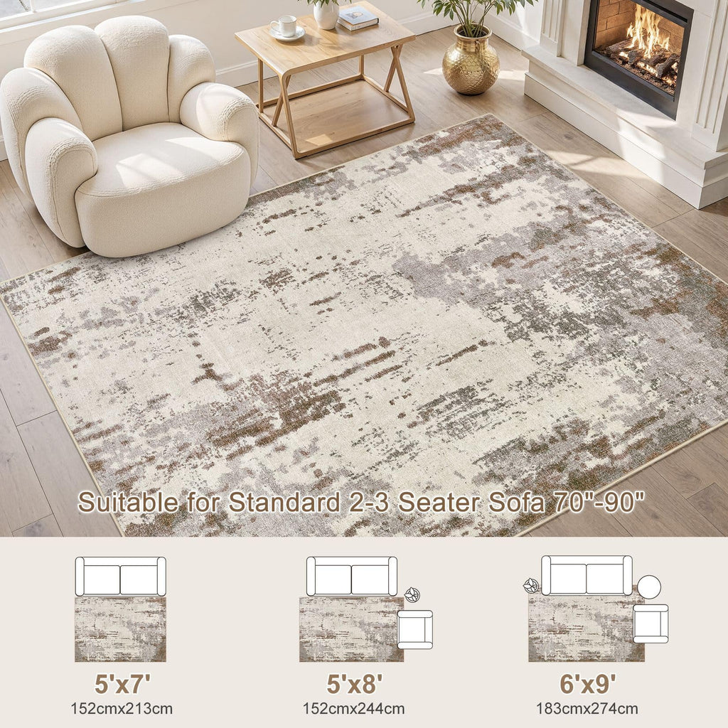 5x7 Area Rug Living Room Rugs (Brown/Grey/Beige / 5' x 7' (Rectangular))