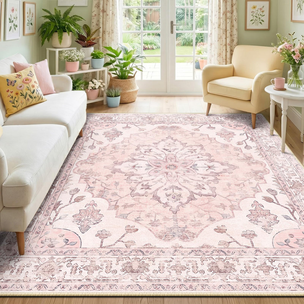 Washable Area Rug (Pink / 7' x 7' (Square))