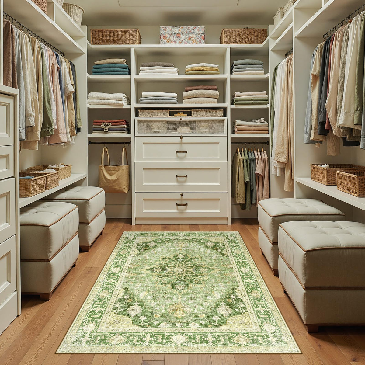 Washable Area Rug (Green/Yellow / 3' x 5' (Rectangular))