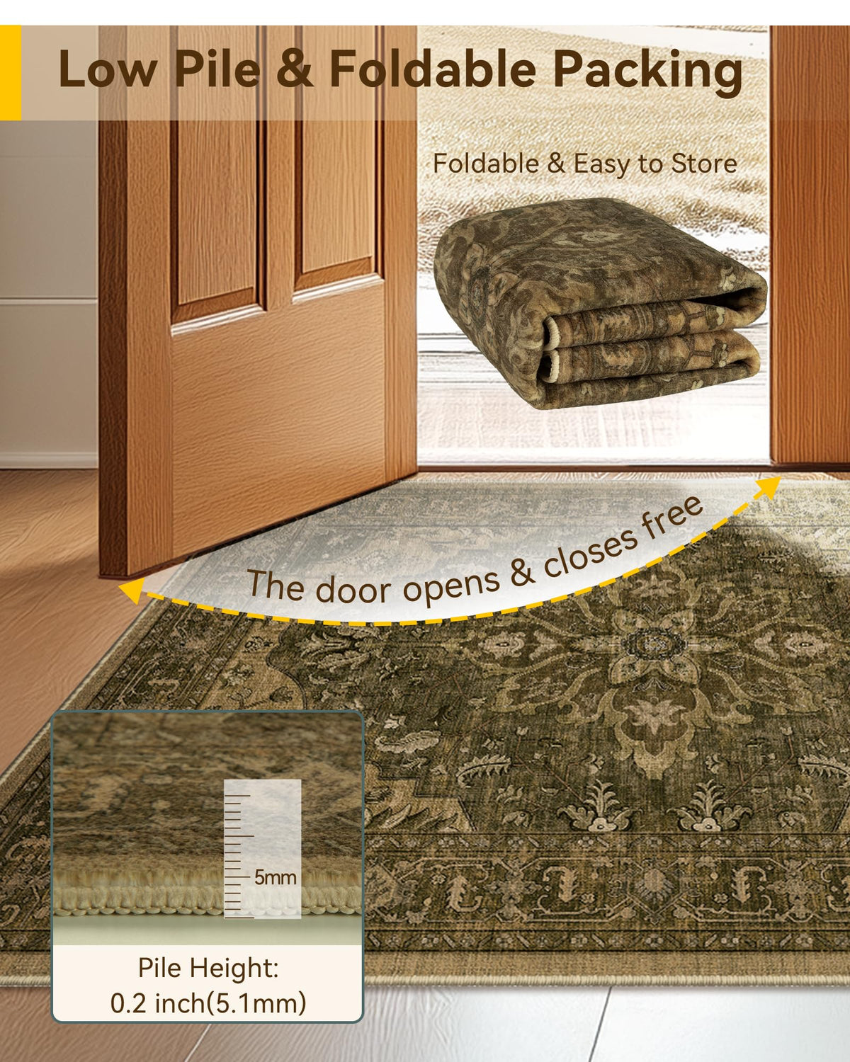 Washable Area Rug (Brown/Dark Brown / 2' x 6' (Rectangular))