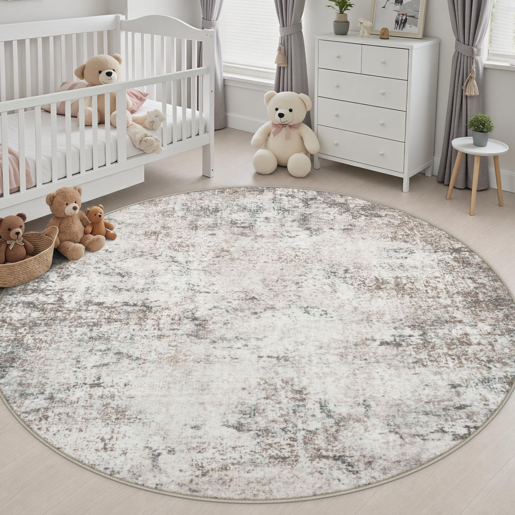 Round Area Rug Living Room (Brown Grey / 6' (Round))