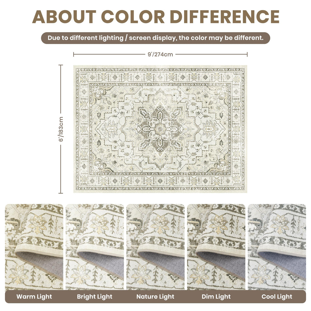 6x9 Area Rugs for Living Room (Beige / 6' x 9' (Rectangular))
