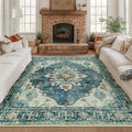 Washable Area Rug (Blue/Vintage Dark Blue / 8' x 8' (Square))
