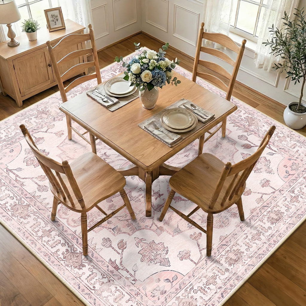 Washable Area Rug (Pink / 7' x 7' (Square))