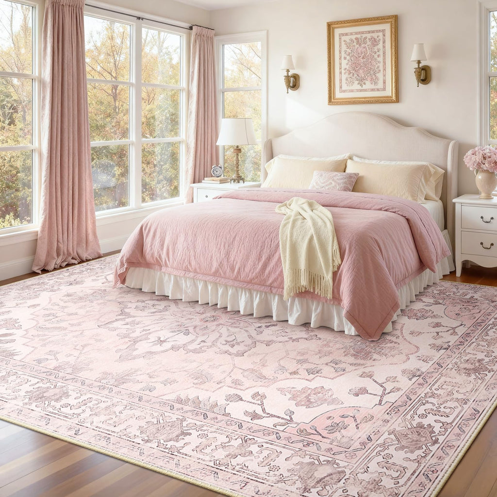 Washable Area Rug (Pink / 9' x 12' (Rectangular))