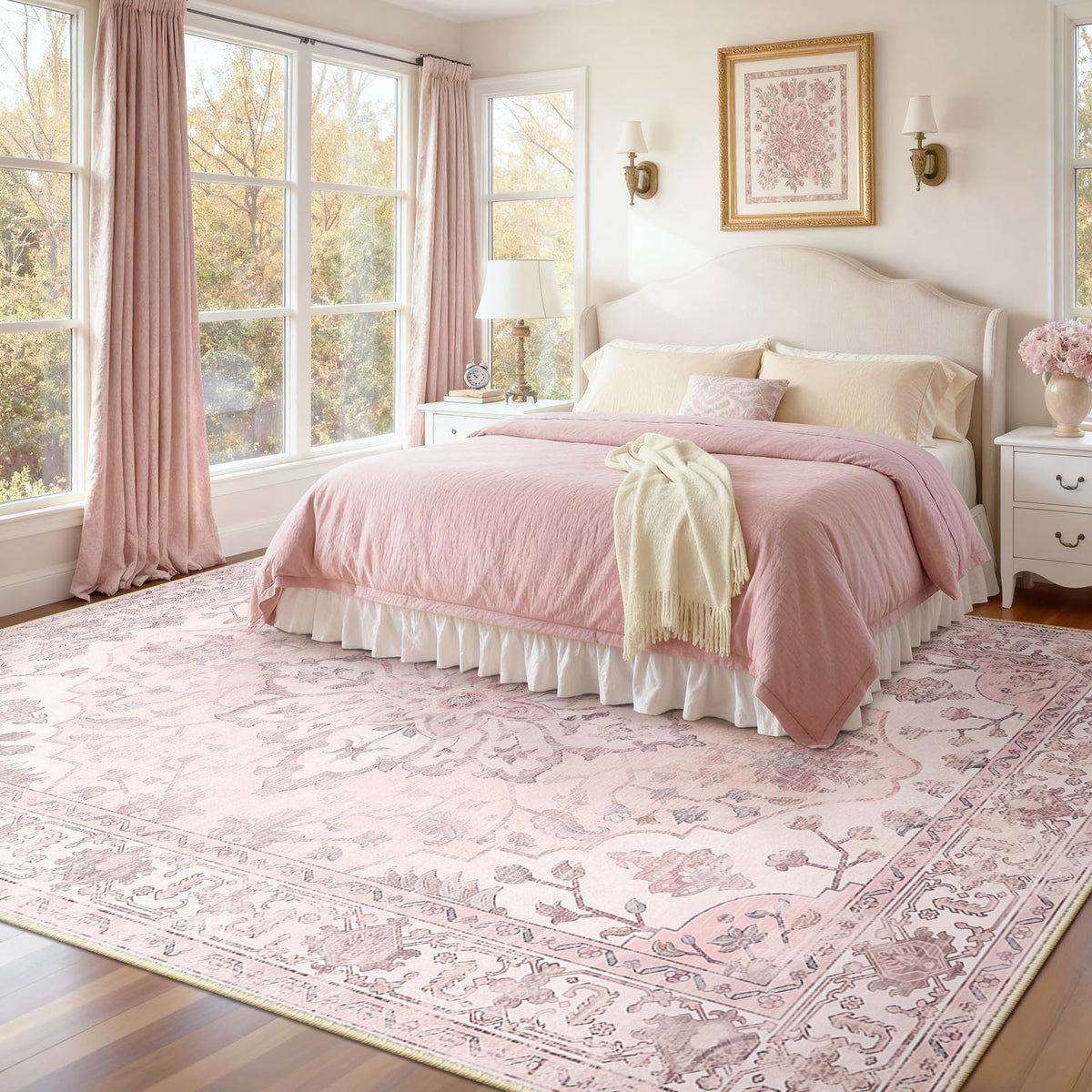 Washable Area Rug (Pink / 9' x 12' (Rectangular))