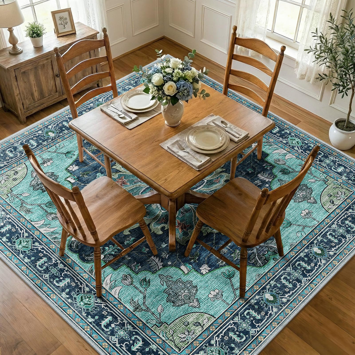 Washable Area Rug (Teal / 7' x 7' (Square))