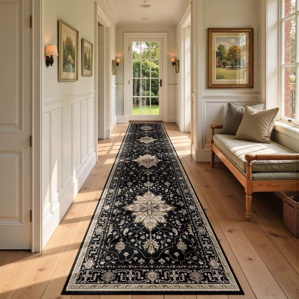 Washable Area Rug (Black/Neutral / 2' x 9' (Rectangular))