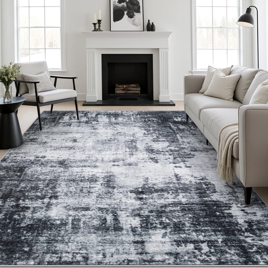 8x10 Area Rug Living Room Rug (Dark Black / 8' x 10' (Rectangular))