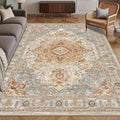 Washable Area Rug 3' x 5 ' Vintage Traditional Persian Mat (Dove Gray and Coral / 3' x 5' (Rectangular))