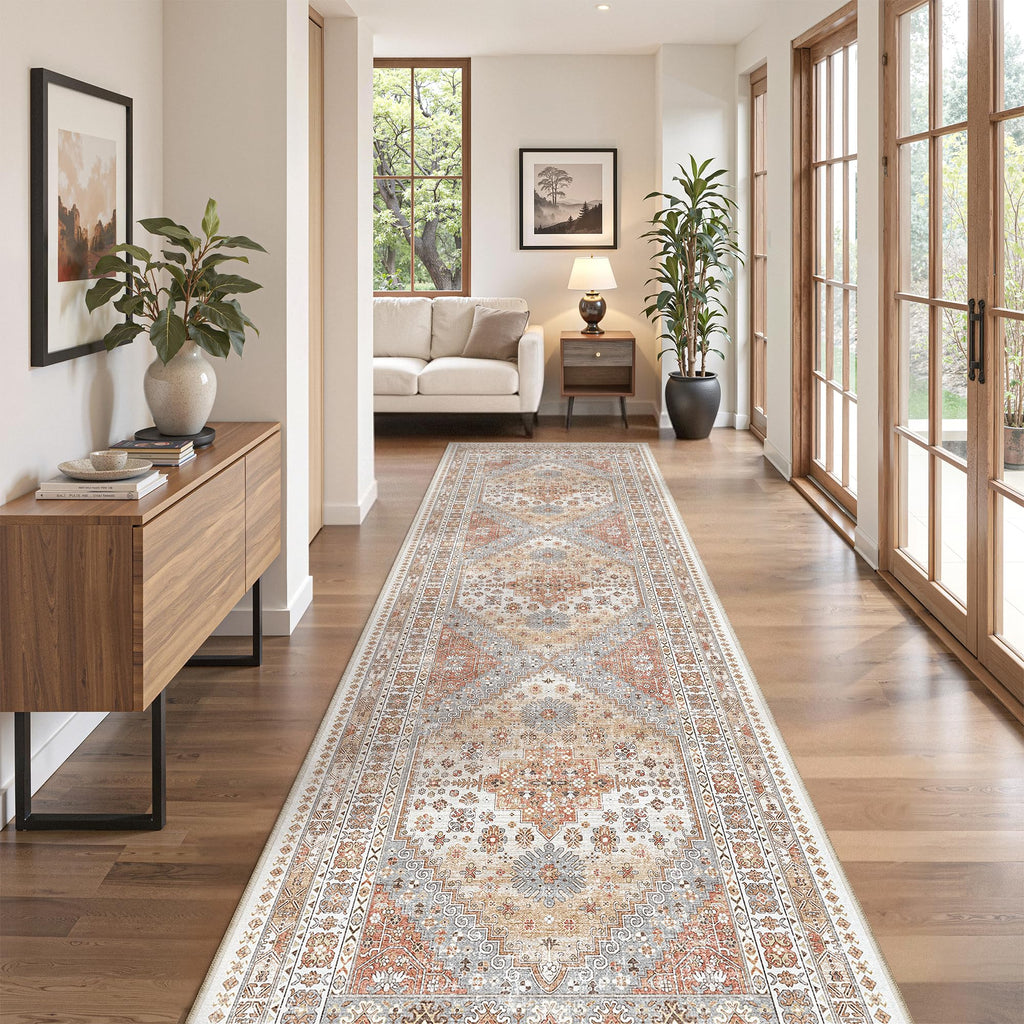 2'6 x 8' Runner Rug Non Slip (Orange / 2'6" x 8' (Runner))